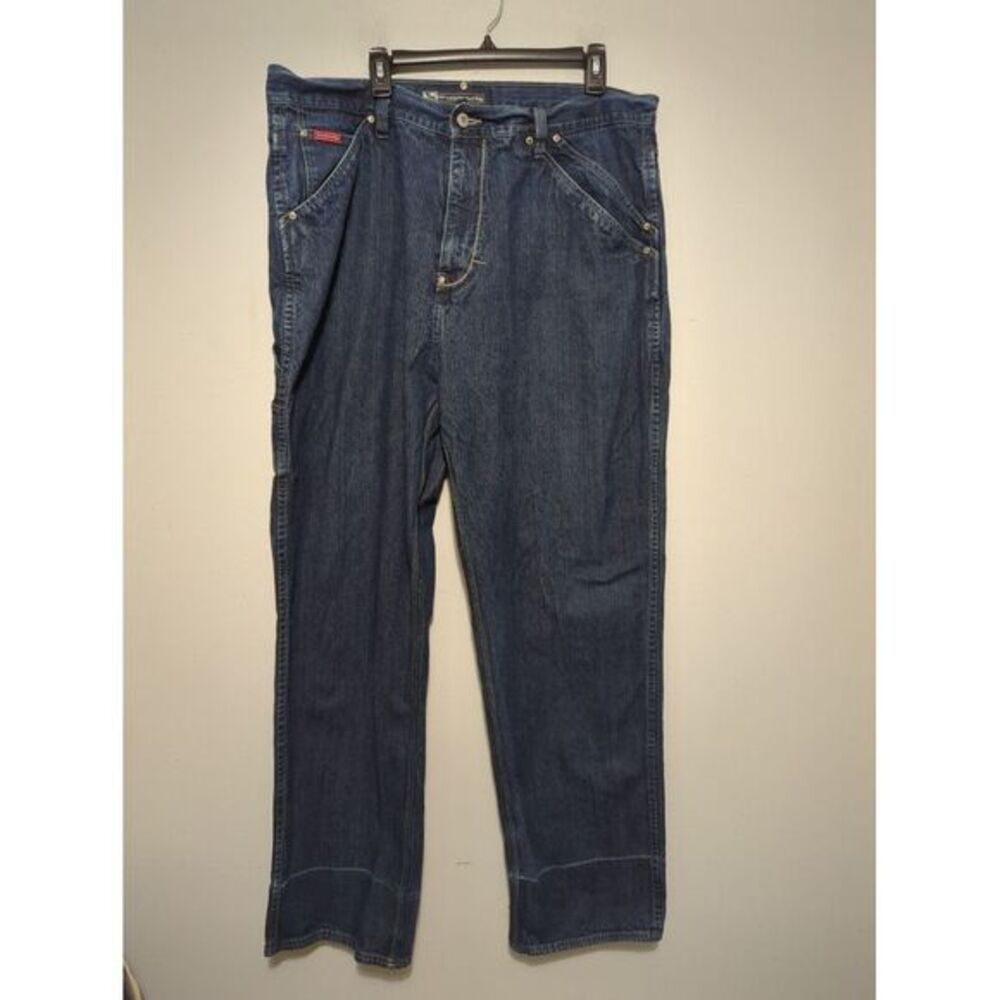 Drunkmunky Mens Carpenter Jeans‎ Dark Wash Blue 42x34 Baggy Y2K Workwear Denim